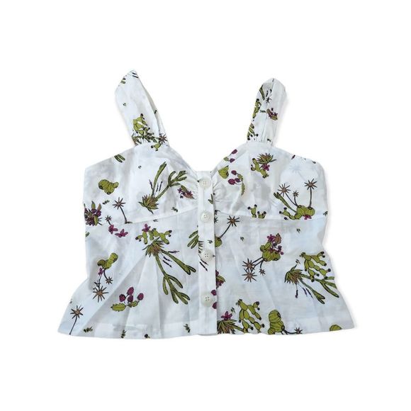 Modcloth Tops - MODCLOTH Sleeveless Cactus Print Smocked Crop Tank Top Sz 14 Bustier